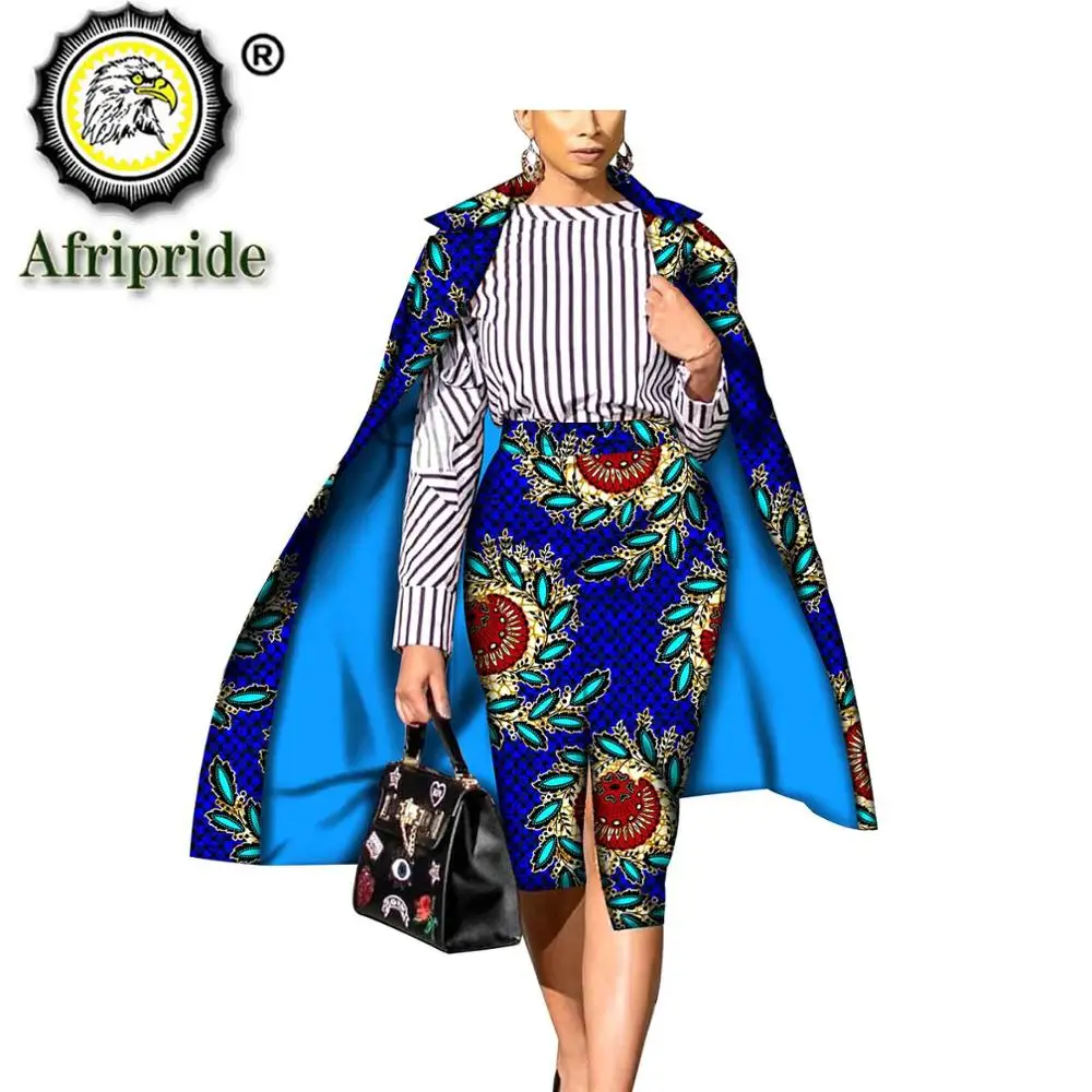 Африканские костюмы из 2 предметов для женщин длинное пальто + женское платье с