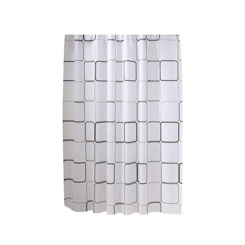 

Large Square Conventional Style Copper Buckle Mildew Proof Waterproof Elegant Protection Black White Checkered Shower Curtain