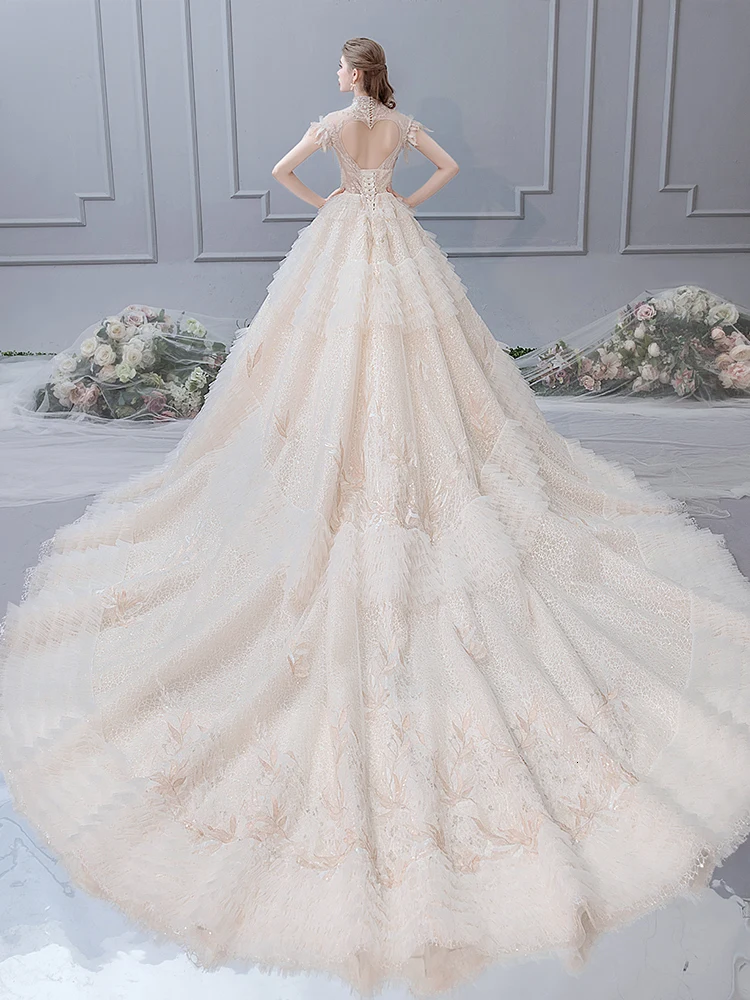 

Sexy Sweetheart Lace Ball Gown Wedding Dresses 2020 Applique Beaded Flowers Chapel Train Bride Gown Vestido De Noiva