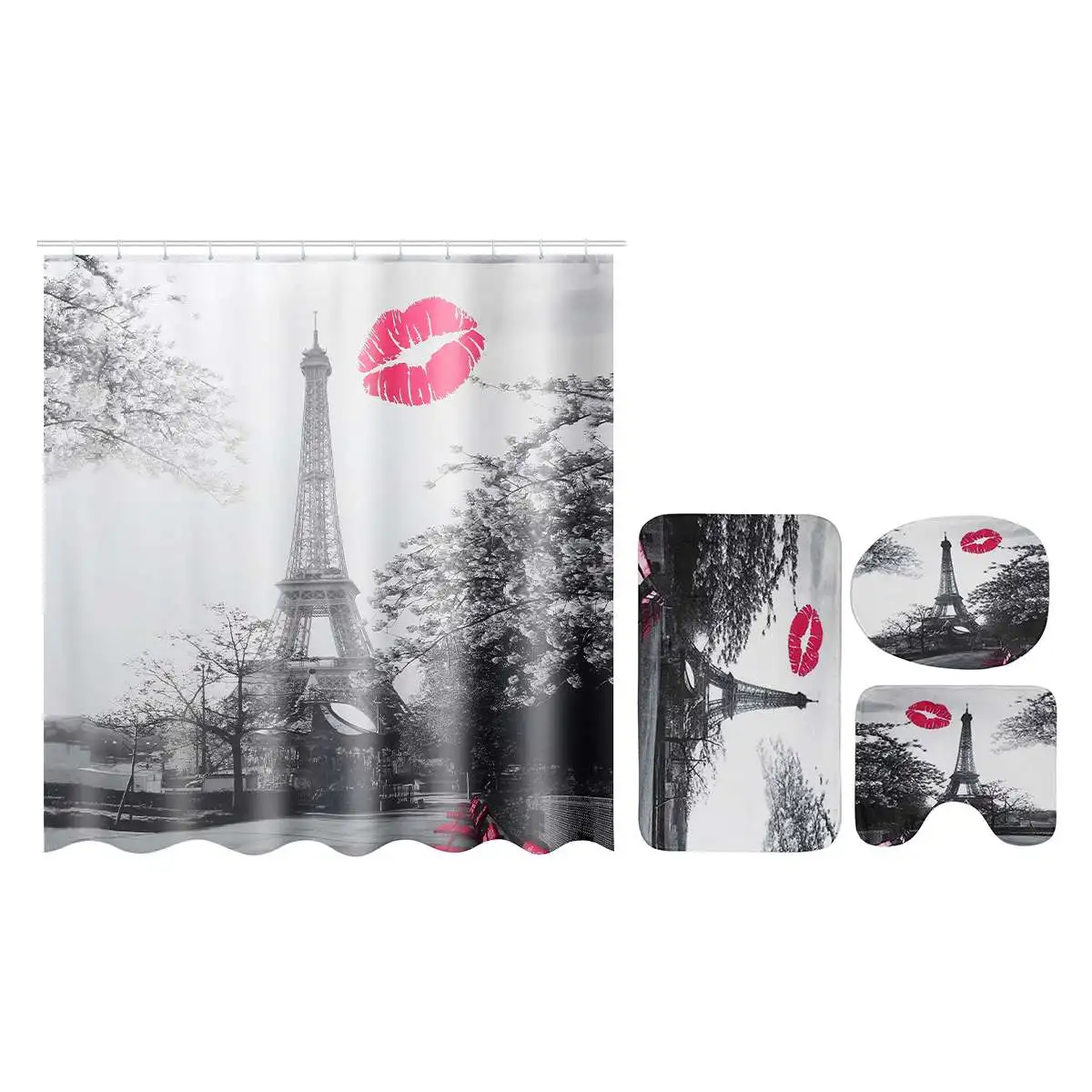 Париж Эйфелева башня занавеска для душа коврик ванной комплект пьедестал