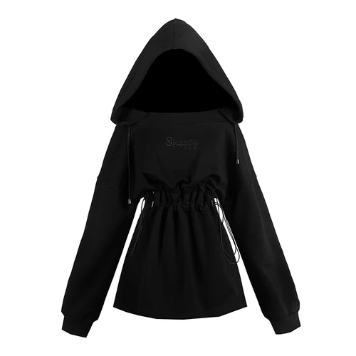 Black Blvyisla черный готический стиль ведьма ленивый тонкая талия толстовки топы леди маленький размер косплей пуловеры для Хэллоуина толстовки - Цвет: Black
