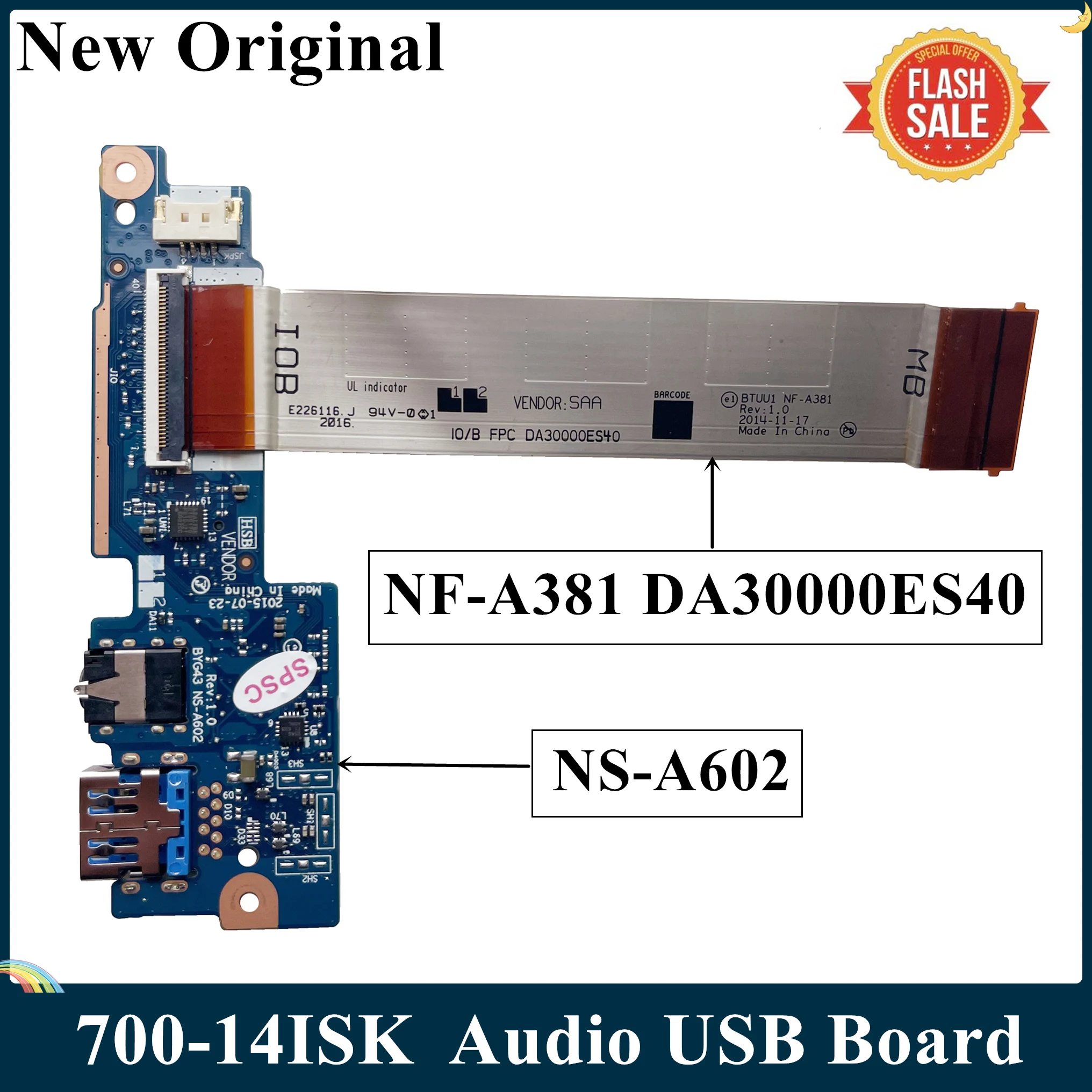LSC Оригинал для Lenovo 700 14ISK NF A381 DA30000ES40 аудио USB плата BYG43 NS A602 BTUU1 Плата|Компьютерные