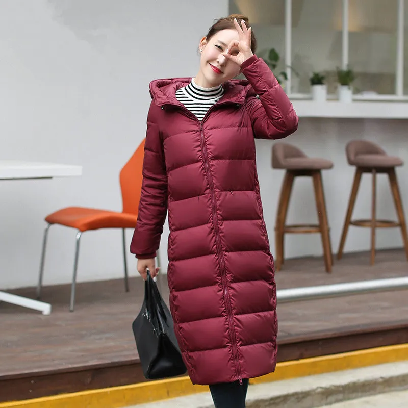 

Jackets Winter Women's 2023 90% White Duck Down Jacket Hooded Long Warm Woman Coat abrigos mujer invierno 1166039