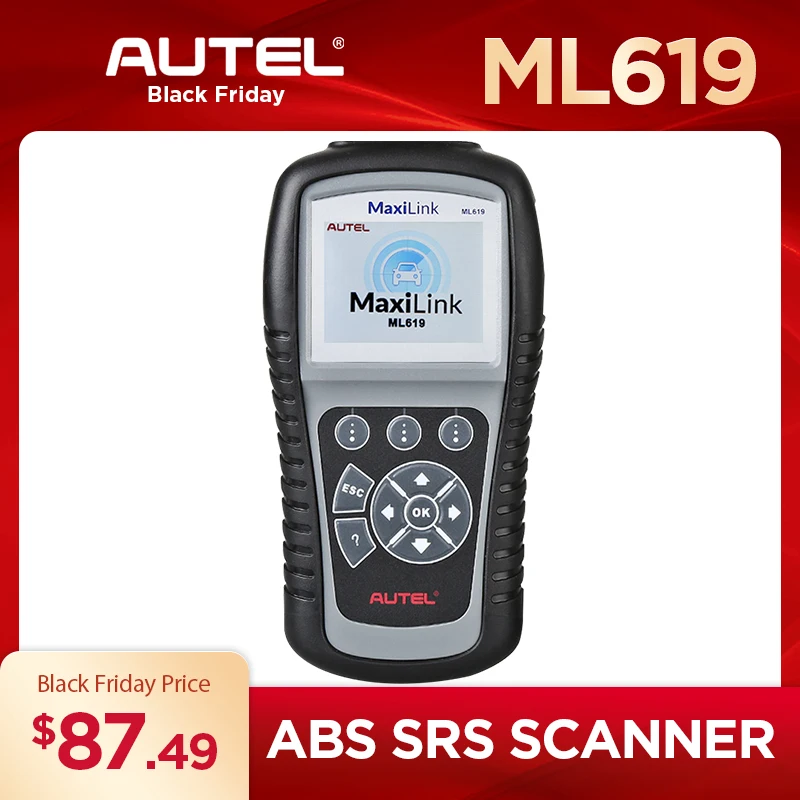 AUTEL MaxiLink ML619 ABS SRS диагностический сканер OBD2 считыватель кодов диагностический инструмент OBD Автосканер Авто Диагностика подушки безопасности