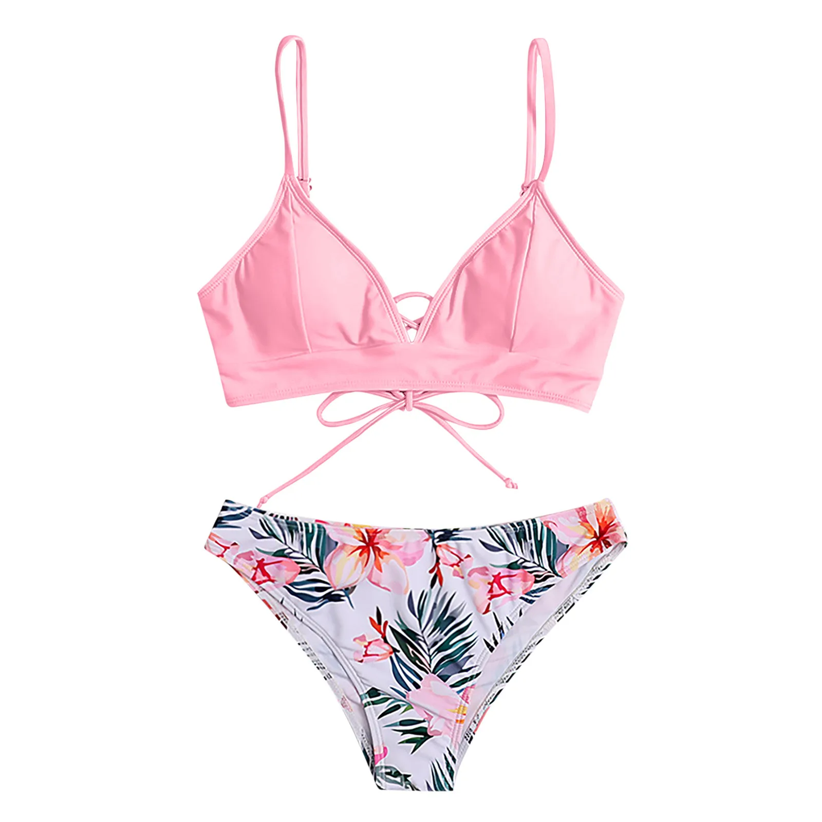 

hot Sexy Women Swimwear 2021 Floral Print Bikini Bandage Backless Siamese Swimwear Two-piece Split Swimsuit hot Beachwear Suits