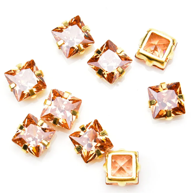 High Quality 5A Zircon Square Pink Crystal 6Mm 8Mm10Mm Classical Gold Claw Sew On Diamond Diy Dress Princess Shoes Rhinestone | Дом и сад