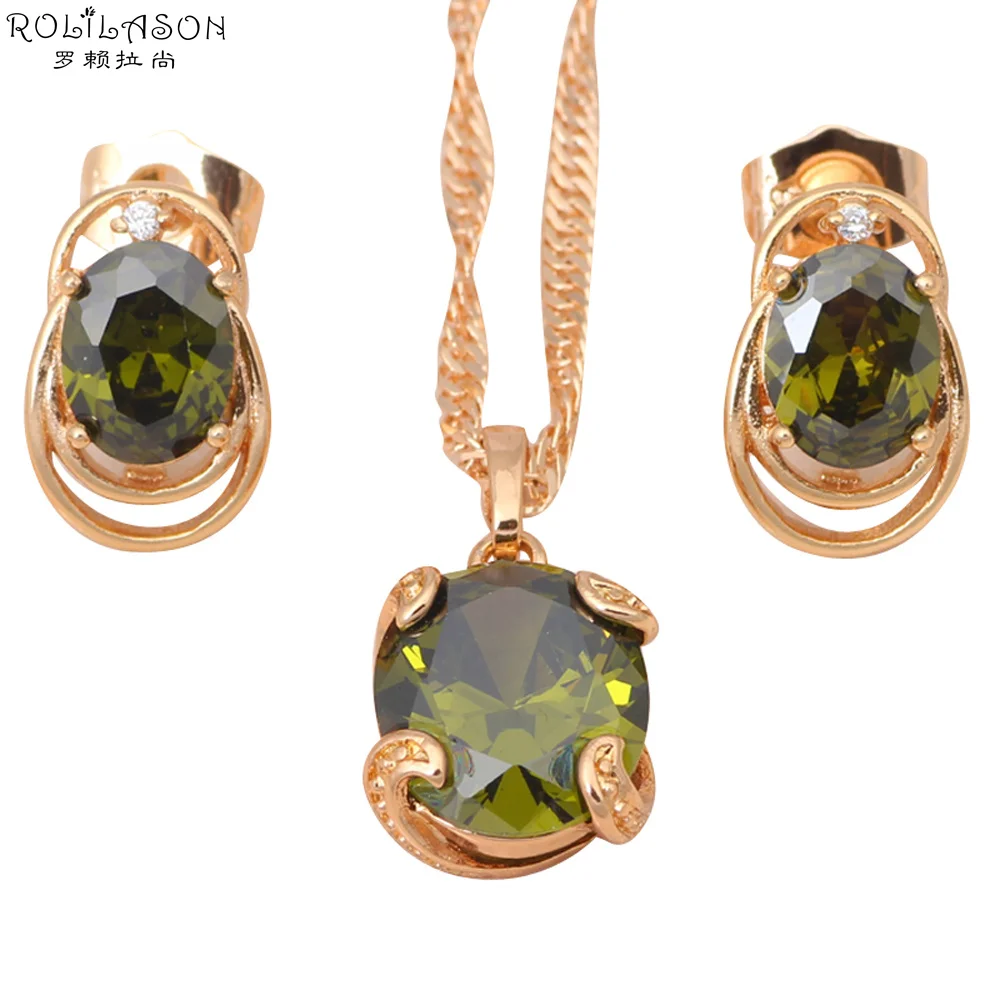Прекрасный подарок вечерние Ювелирные наборы из зеленого золота с цирконием и