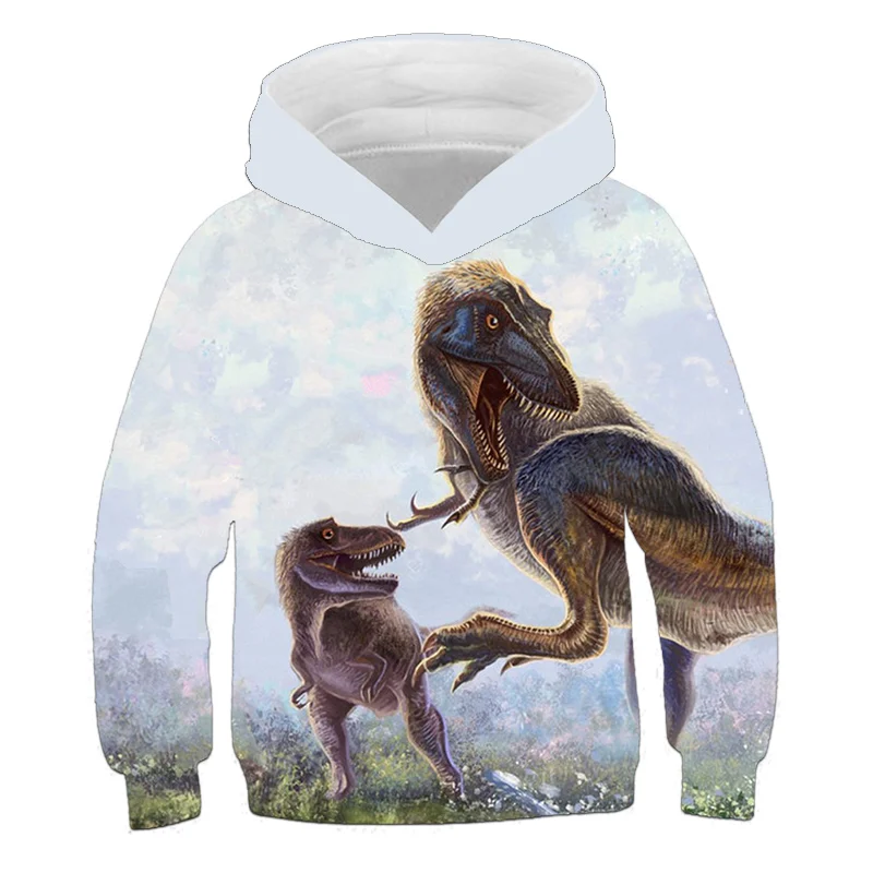 

2021 Jurassic Park World Dinosaur Head 3D Print Hoodies For Boys and girls Hiphop Sweatshirt Boy Clothes Children Top Outwear