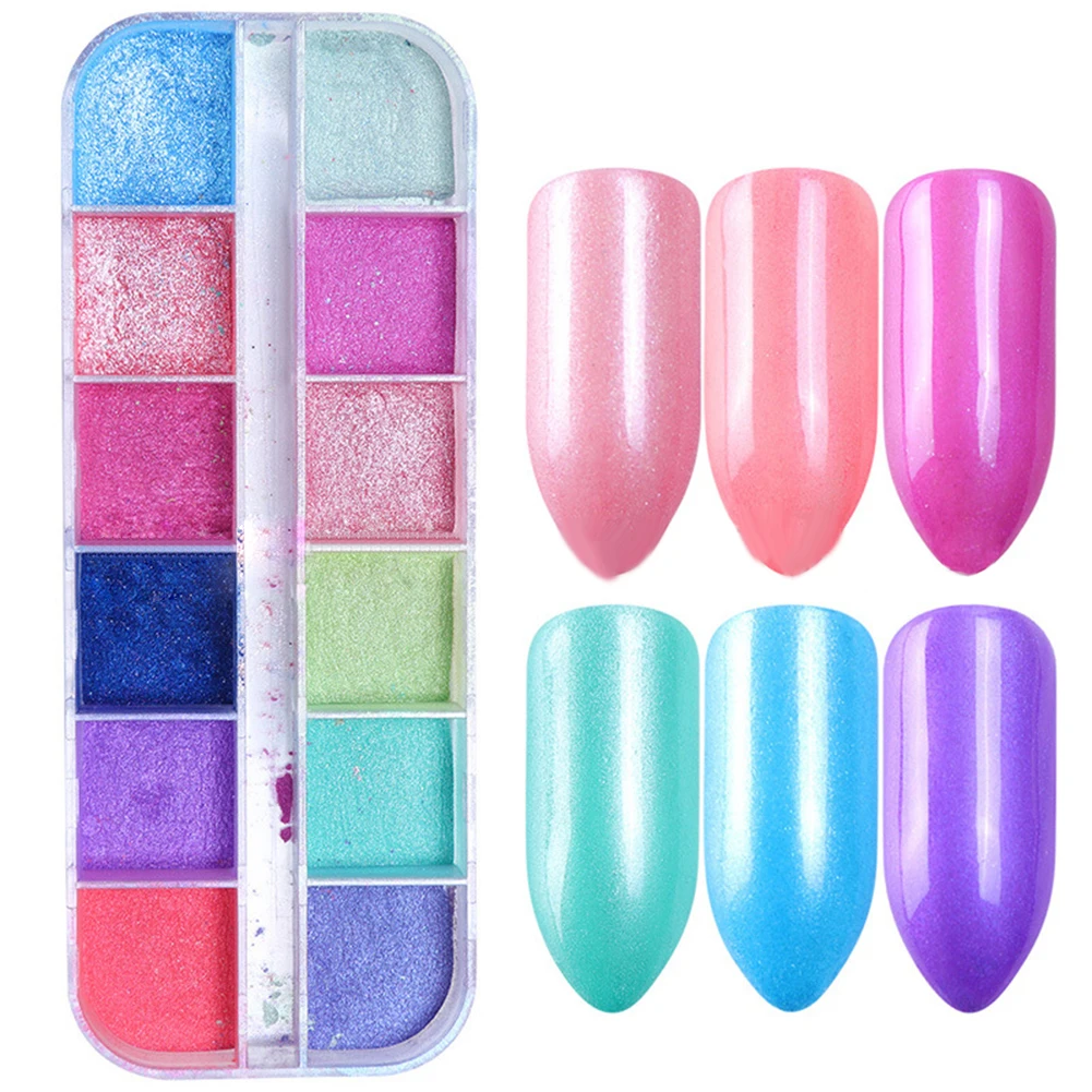 Лидер продаж! 12 шт./корт. Сверхтонкая блестящая пудра для ногтей пигмент сделай