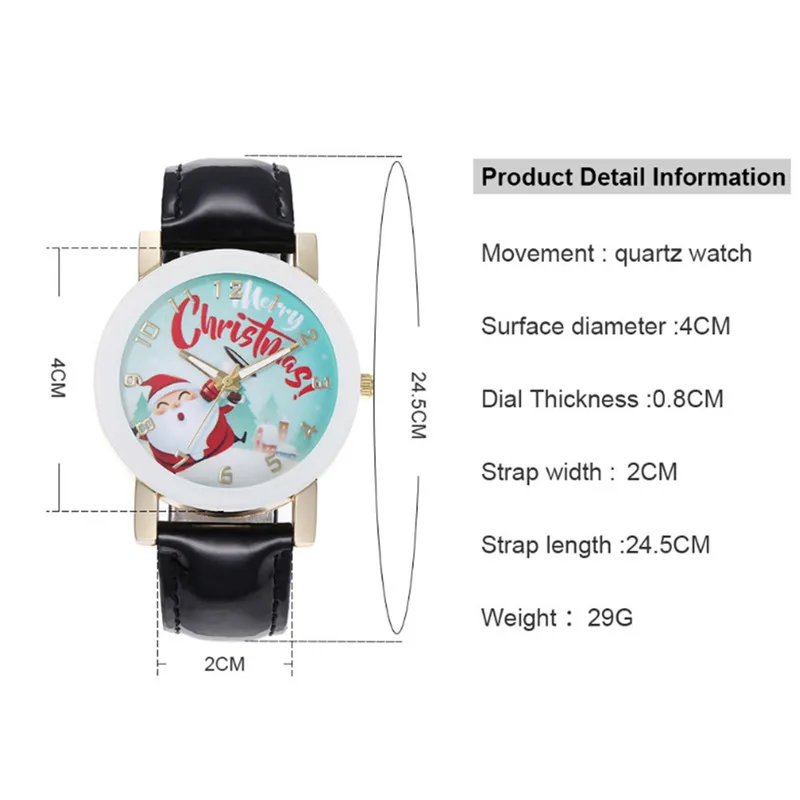 2020 модные часы для женщин женские стеклянные Санта-Клаус шаблон кожаный ремешок