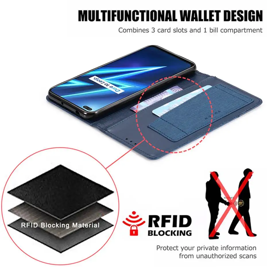 Чехол книжка из искусственной кожи для OPPO REALME 6 PRO чехол Pro Магнитный кошелек