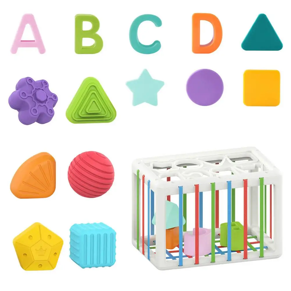 

Baby Shape Sorter Toys - Baby Sensory Bin Colorful Bin And Sensory Blocks Sensory Shape Learning Toys For 1 Year Old Boys Girl