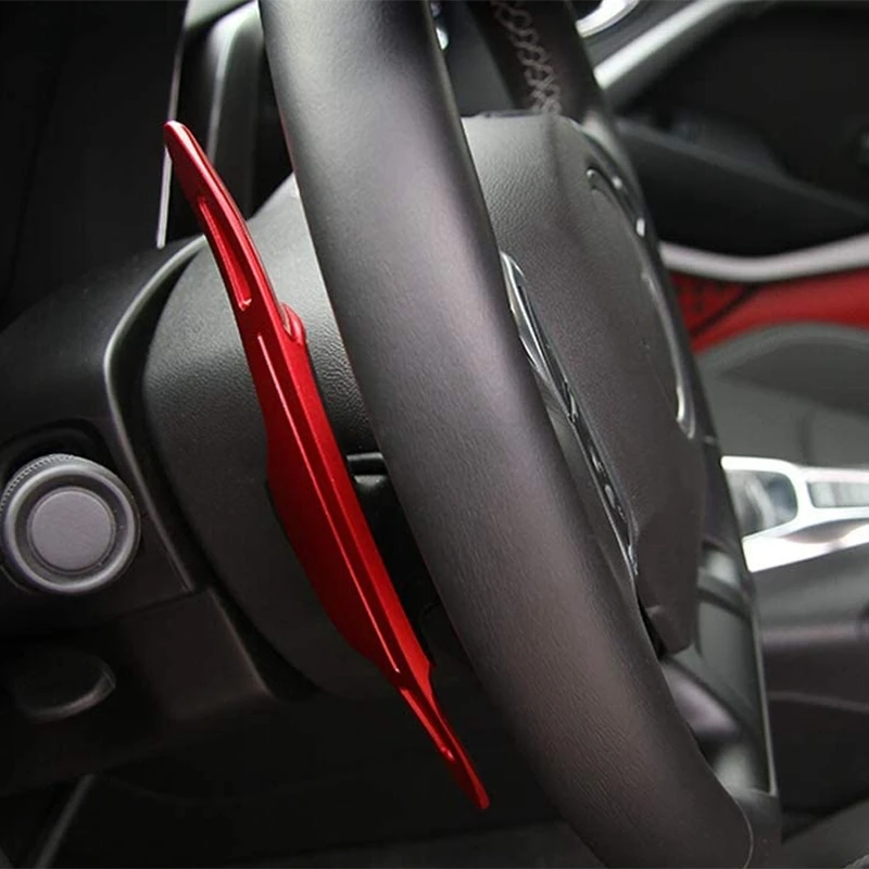 

2PCS/Pair Aluminum Steering Wheel Paddle Shifter Extension for Chevrolet Camaro 2017 2018 2019 Chevy C7 Corvette 2015-2019 (Red)