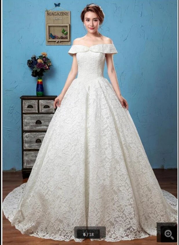 2020 Robe de Mariage белое кружевное бальное платье свадебное с открытыми плечами