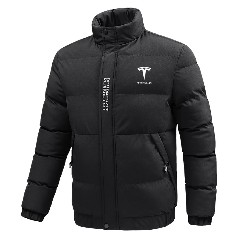 

Tesla Streetwear harajuku warm parka men colorful thick winter jacket men solid color male coat stand collar winter jacket women