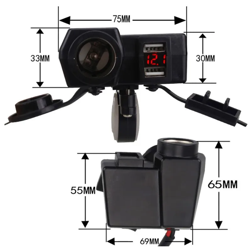 Гнездо для автомобильного прикуривателя 12V 24V автомобиль лодка мотоцикл Dual USB