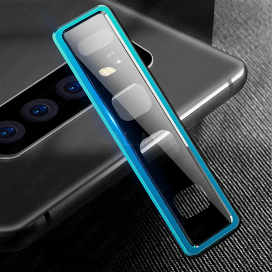 Чехол для объектива камеры samsung S10 Plus металлическое кольцо + закаленное стекло