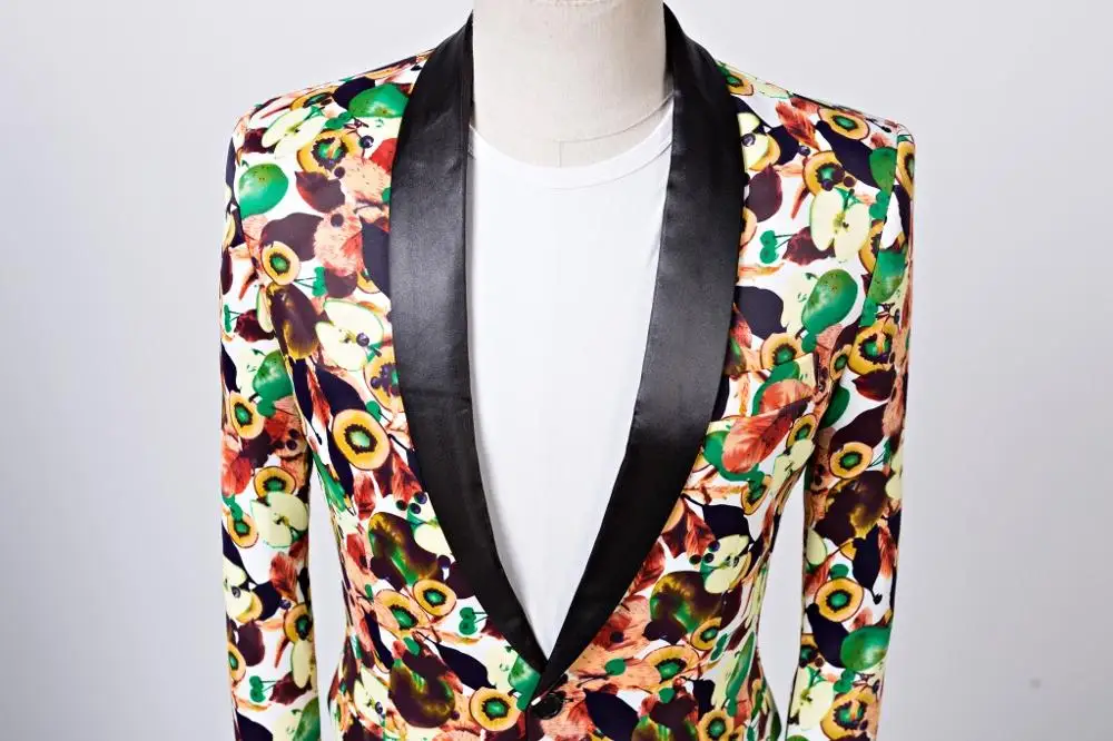 Мужской костюм с цветочным принтом куртка со штанами рождественские вечерние