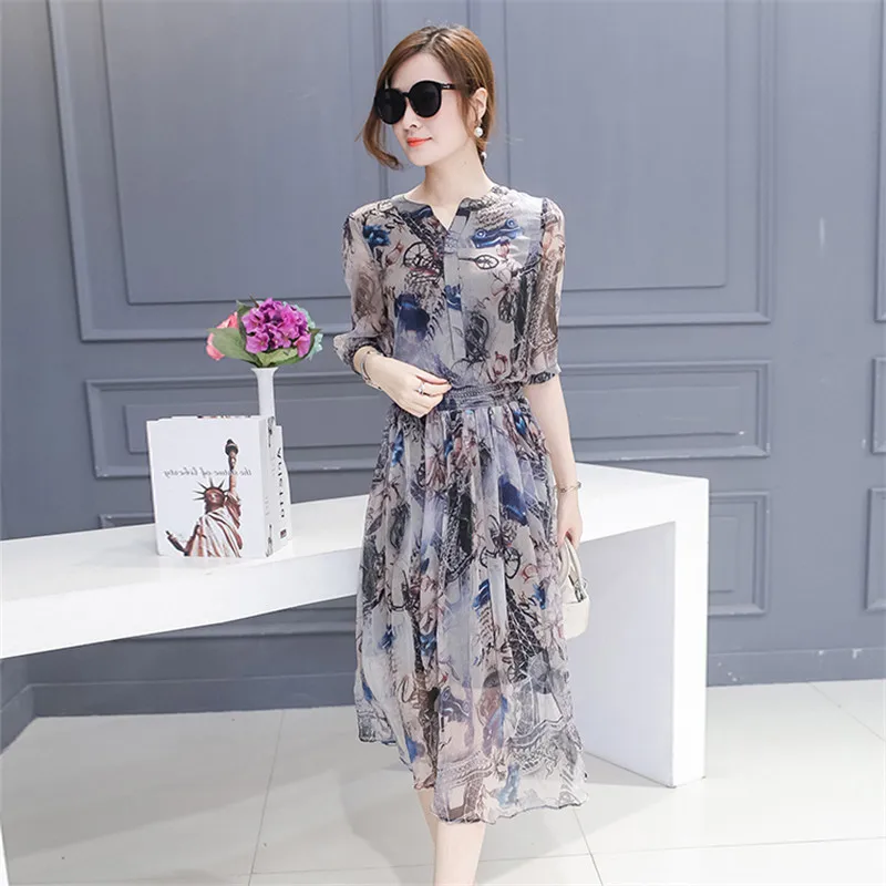 Женское летнее платье в стиле ретро 2020 шелковое с коротким рукавом женская