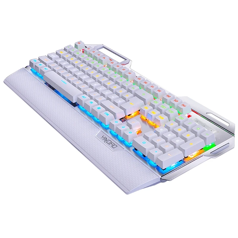 

104Keys USB 7 Color RGB Aluminum Alloy Esports Gaming Keyboard with Phone Stand W8ED