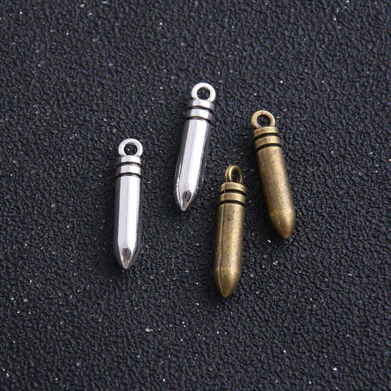 8 шт./лот 5*23 мм античный бронзовый металлический сплав Mini Bullet Charms ожерелье в