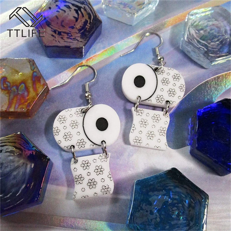 2020 Висячие забавные рулонные серьги с принтом туалетной бумаги 3D висячие