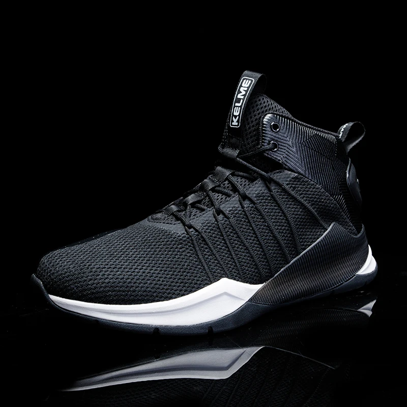 Бренд KELME баскетбольные кроссовки мужские высокие черные АМОРТИЗИРУЮЩИЕ