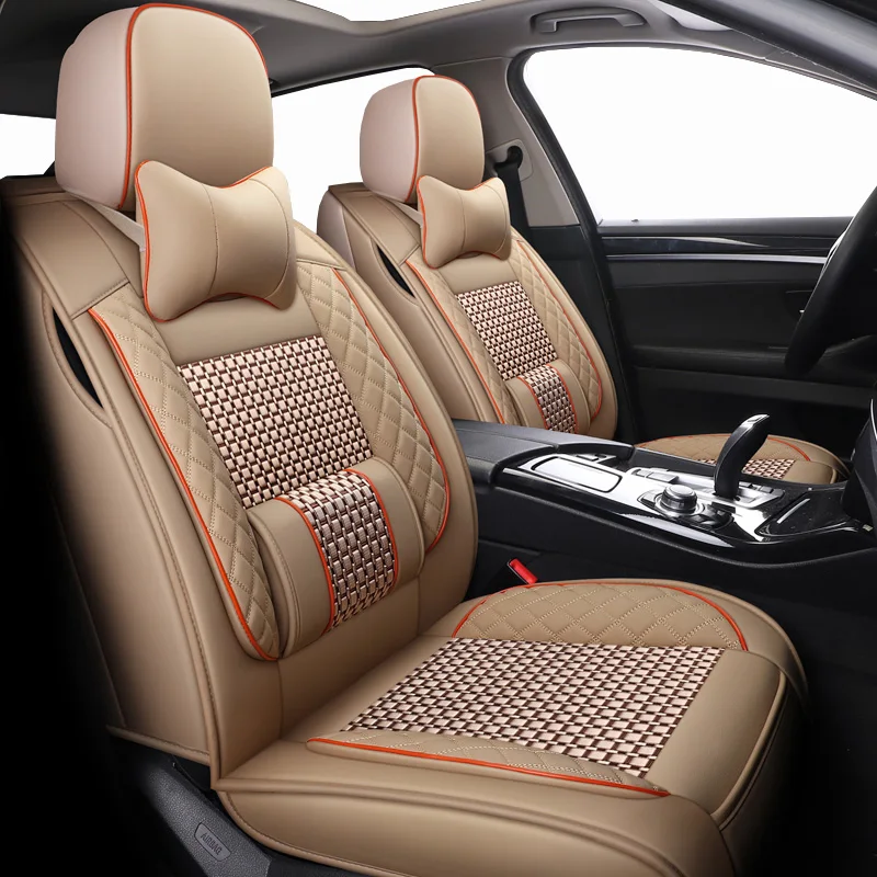 

Leather&ice silk 5 seats car seat covers For peugeot 206 407 508 308 301 3008 2017 205 106 307 207 car accessories seat covers