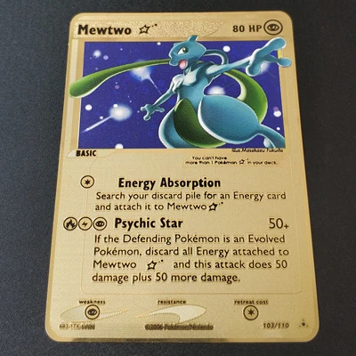 Mewtwo Покемон Игры Аниме битва карта золотая металлическая карточка Чаризард Пикачу коллекция карточная фигурка Модель Детская игрушка подарок - Цвет: Mewtwo