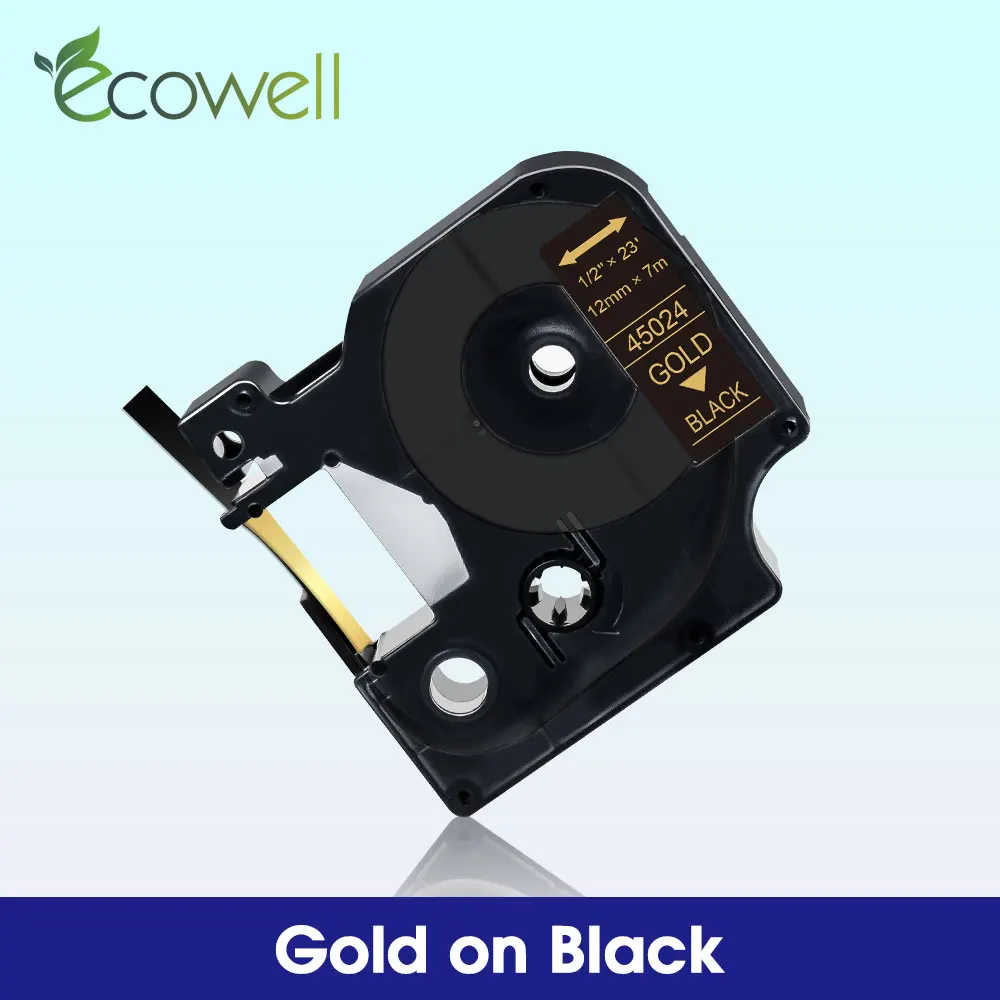 Ecowell 45024 золото на черном замене для Dymo LabelManager 160 210D 280 LabelPoint 150 200 D1 12 мм этикеточная