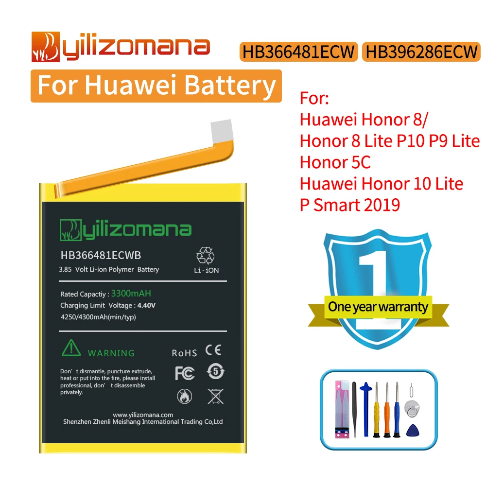 YILIZOMANA Оригинальная батарея для телефона HB366481ECW HB396286ECW Huawei honor 8/honor 8 lite P10 P9 Lite 5C P Smart