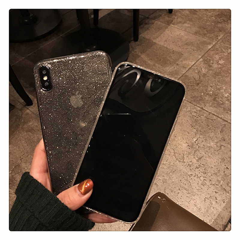 Чехол с блестками для iPhone 11 Pro XR XS 8 7 Plus 6S 12 прозрачный мягкий ударопрочный чехол из
