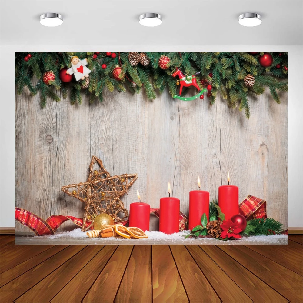 

Yeele Christmas Party Backdrop Children Photography Snow Candle Star Board Background Baby Photographic Photo Studio Photophone