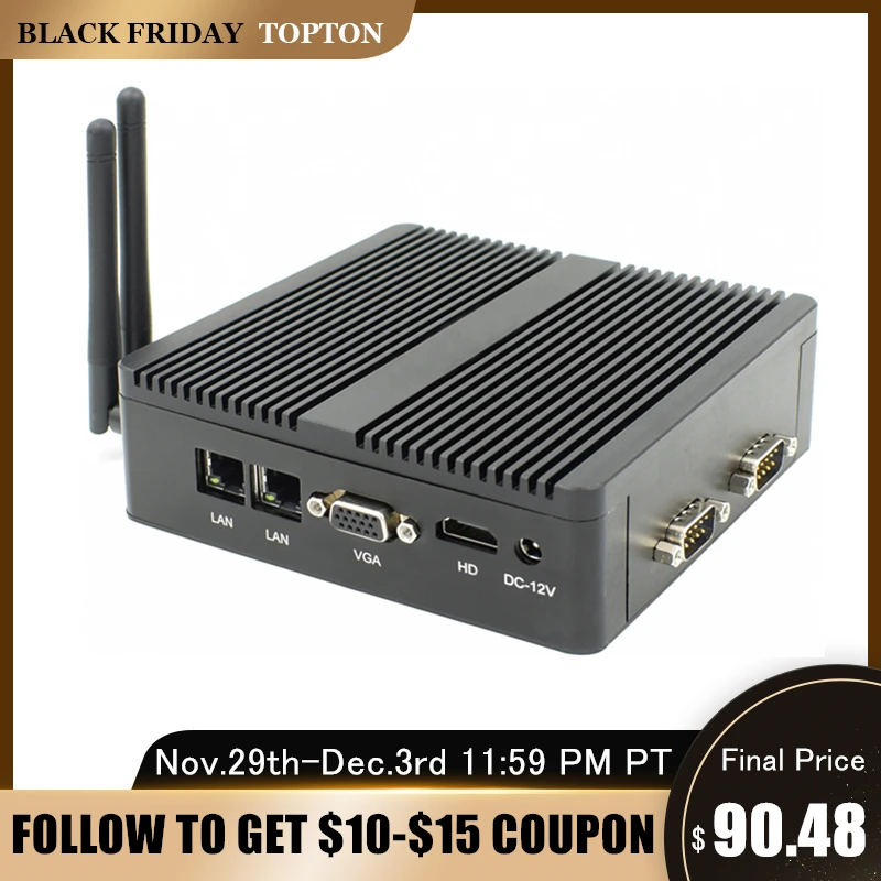 Topton 4 ядра 3160 J1900 безвентиляторный мини ПК с Windows 7 10 Dual NIC WI FI Linux Pfsense маршрутизатор