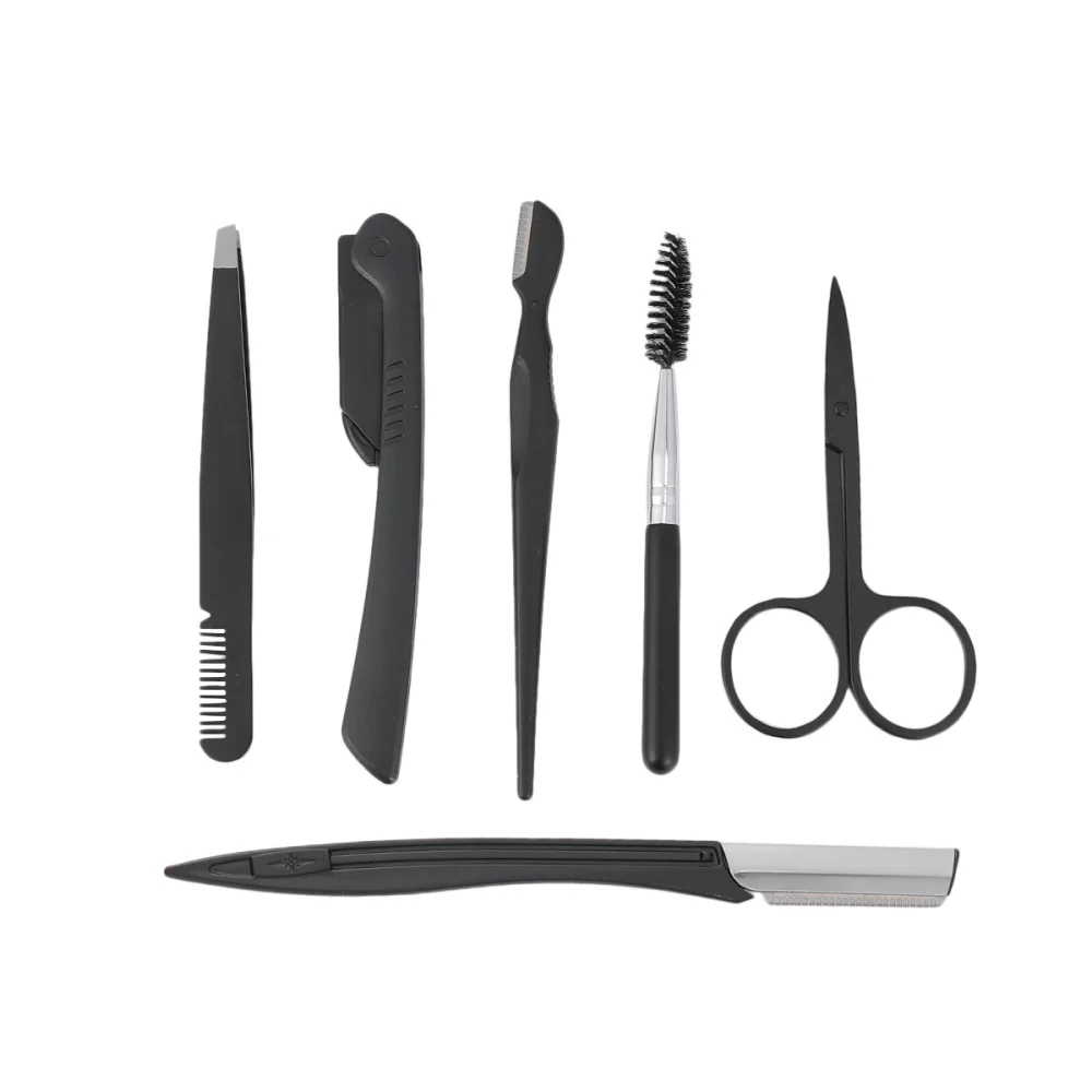 

6Pcs/1 Set Stainless Steel Foldable Razor Trimming Set Comb Brush Shaper Makeup Tools