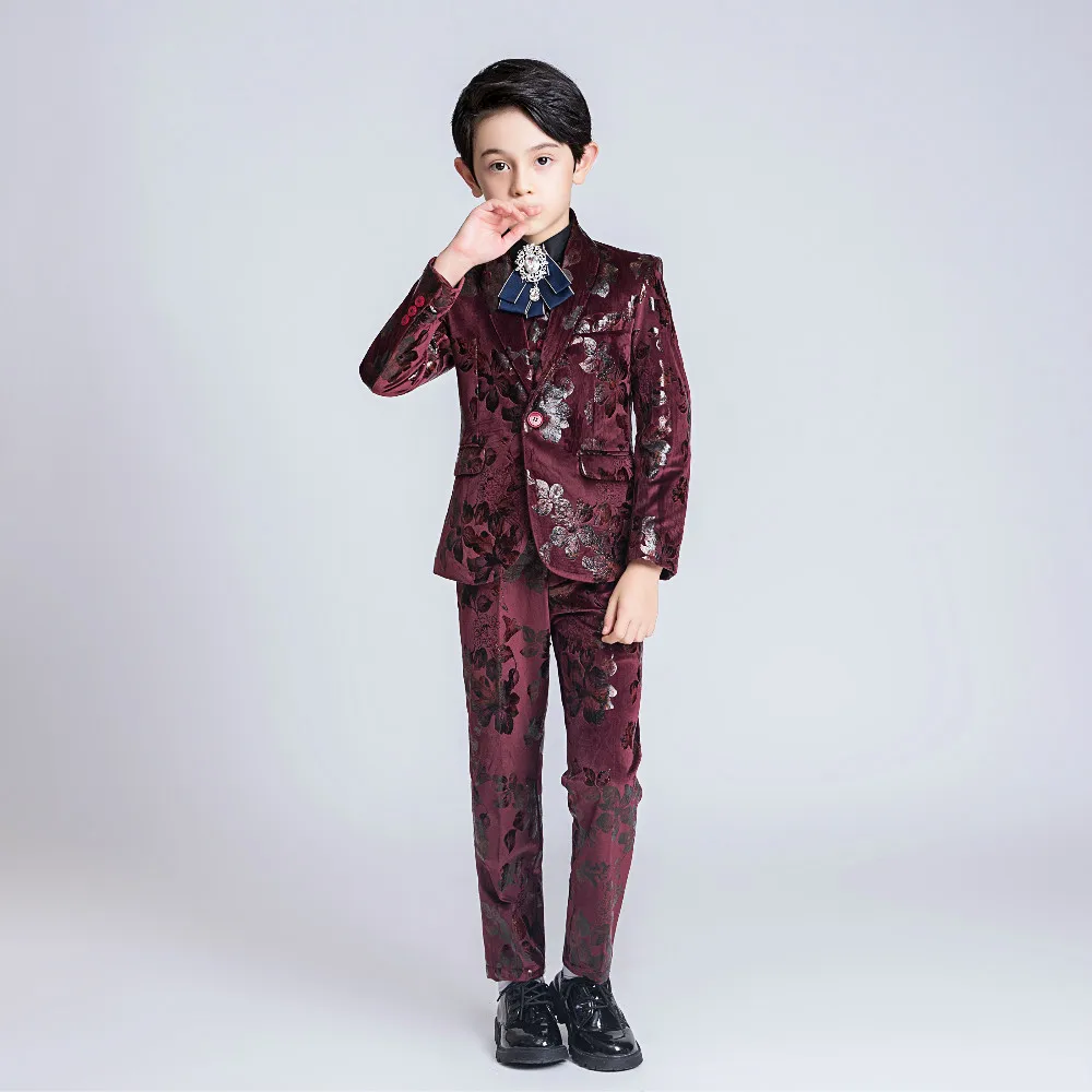 YuanLu/Новые Детские костюмы роскошные бархатные из 4 предметов для мальчиков на