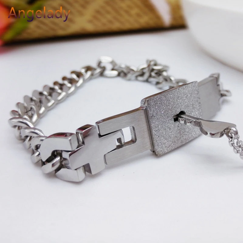 Пара титановая сталь замок браслет и ключ кулон ожерелье Любовь наборы подарок