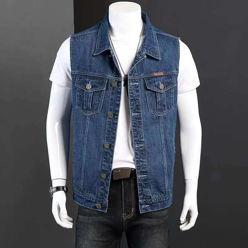 Idopy размера плюс джинсовый жилет L 8XL эластичные джинсы высокого качества жилетка