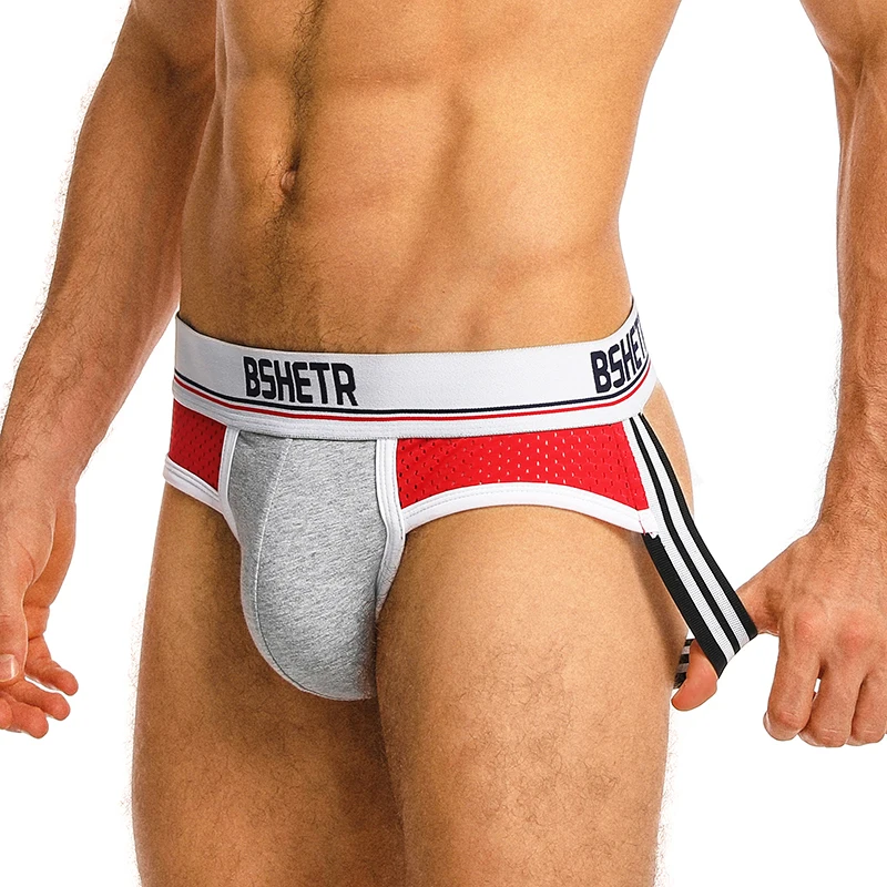 

New men underwear thongs BSHETR slip men's jockstrap thong cotton mesh male G-strings sexy tanga open back gay mens thong jocks