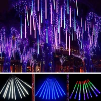 led meteor shower rain lights waterproof falling raindrop fairy string light for christmas holiday party patio decor 3050cm