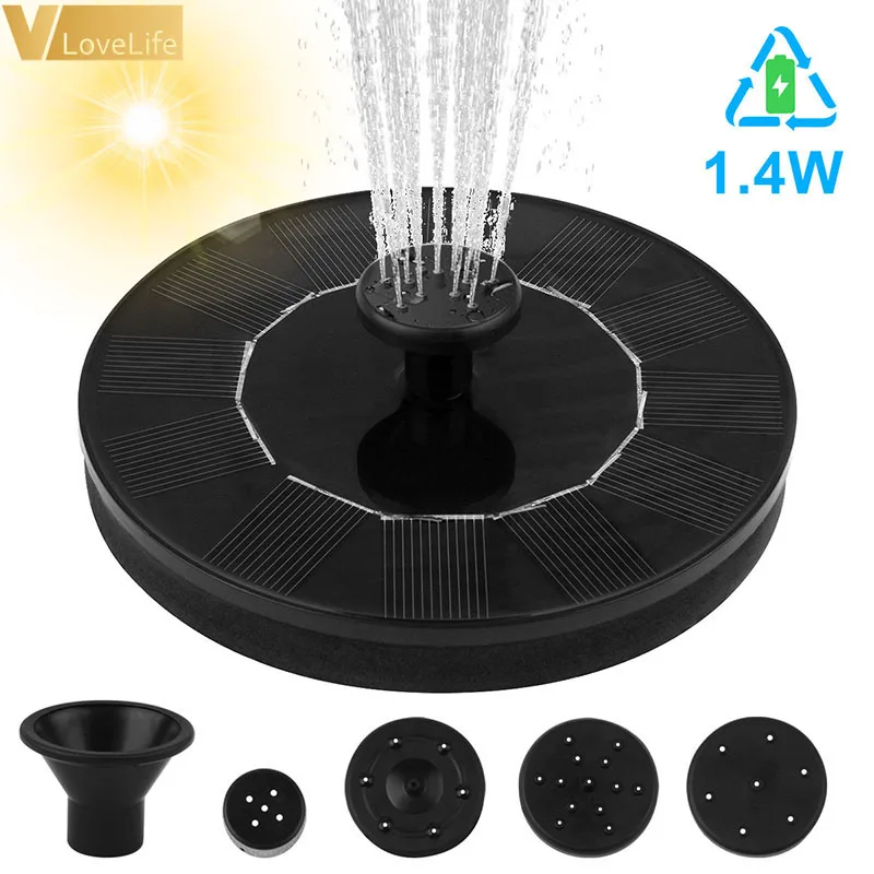 

Mini Solar Fountain Water Fountain Round Solar Powered Floating Bird Bath Pond Decoration Garden Decoration Outdoor