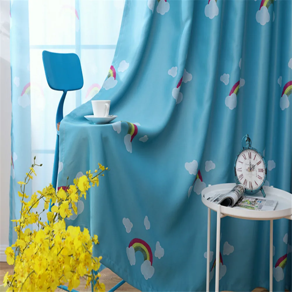 Детские светонепроницаемые шторы с радужным принтом для спальни гостиной