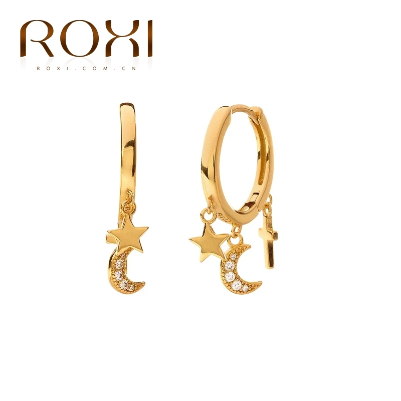 ROXI бренд класса люкс с изображением крестообразной Звезды Луна кристалл серьги в