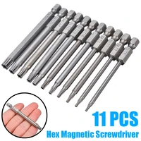 11pcs new s2 steel magnetic screwdriver bits 75mm hex torx head screw driver drill bit set t6 t40 mayitr