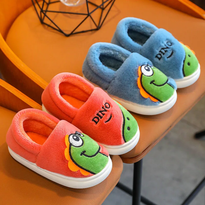 

Children's cotton slippers waterproof PU leather boys and girls winter children's bag heel plush baby's cotton shoes cartoon