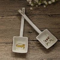 cartoon ceramic spoon hand painted korean cat fish ice cream milk shovel long handle spoon 1 pack wholesale