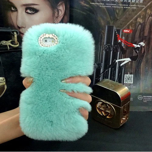 Top Real Rex Rabbit Full Fur Bling Plush Furry Case for Samsung Galaxy S10e S10 S8 S9 Plus S7 Edge Note 10 9 8 Funda |
