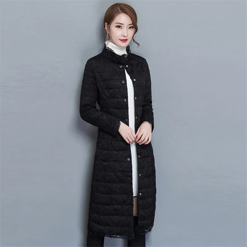 2020 Women's Autumn Fashion Winter Parka Women Cotton Patchwork Lace Coat Slim Grey Female Jacket Abrigos Mujer WXF621 | Женская