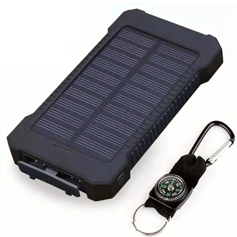 50000mah solar power bank waterproof 2 usb ports external charger powerbank for xiaomi smartphone with led light solar charger free global shipping