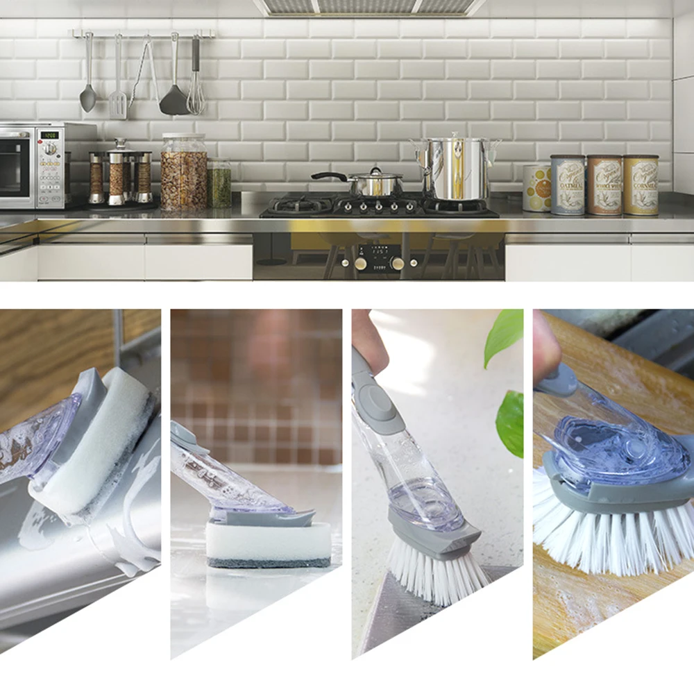 Щетка для мытья посуды с длинной ручкой щетка диспенсер мыла кухонный скребок